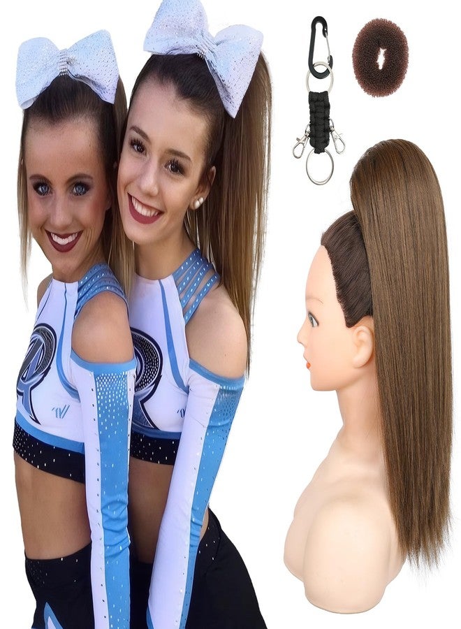 سيكيا وصلة شعر ذيل حصان للتشجيع من سيكيا، 18 بوصة، وصلة شعر مستقيمة للتشجيع، مثالية لمسابقات التشجيع والرقص والأزياء التنكرية، مظهر طبيعي ناعم للفتيات المراهقات، لون موكا ميلت - Image 1